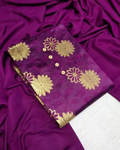 Trendy Womens Banarasi Silk Dress Material With Dupatta