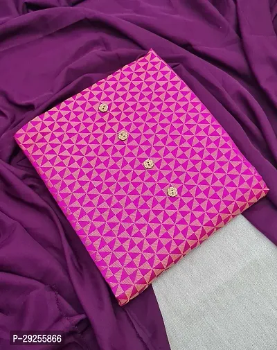 Elegant Pink Banarasi Silk Jacquard Suit Dress Material without Dupatta For Women