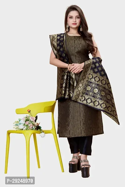 Elegant Banarasi Silk Jacquard Dress Material with Dupatta For Women