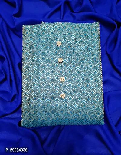 Elegant Blue Banarasi Silk Jacquard Suit Dress Material without Dupatta For Women