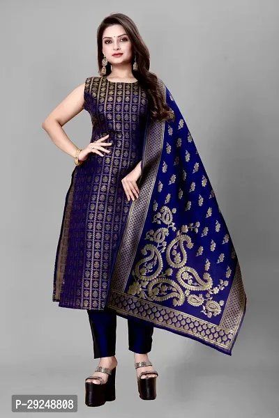 Elegant Banarasi Silk Jacquard Dress Material with Dupatta For Women