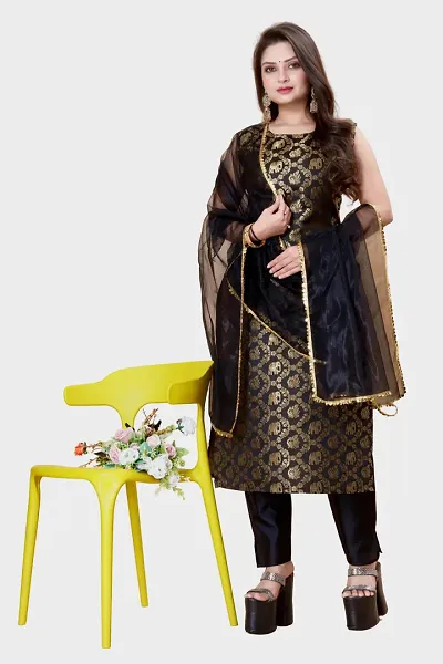 Stylish Silk Jacquard Unstitched Suit