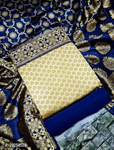 Elegant Banarasi Silk Jacquard Dress Material with Dupatta For Women