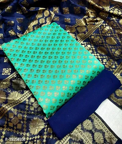 Elegant Banarasi Silk Jacquard Dress Material with Dupatta For Women