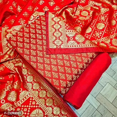 Elegant Banarasi Silk Jacquard Dress Material with Dupatta For Women