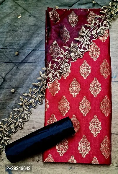 Elegant Banarasi Silk Jacquard Dress Material with Dupatta For Women