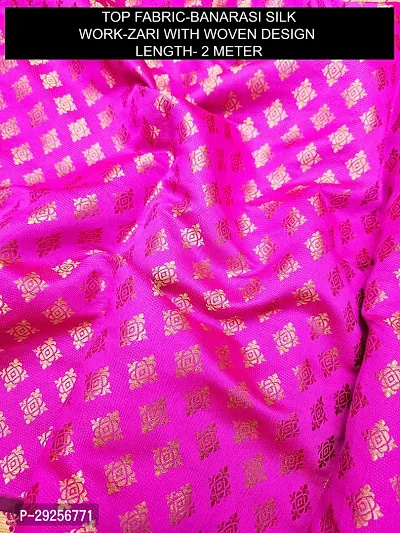 Elegant Pink Banarasi Silk Jacquard Suit Dress Material without Dupatta For Women-thumb2