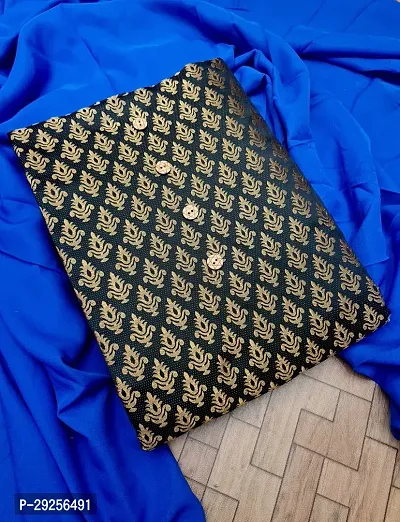 Elegant Black Banarasi Silk Jacquard Suit Dress Material without Dupatta For Women