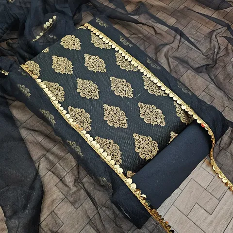 Elegant Banarasi Silk Jacquard Weave Dress Material with Dupatta For Women