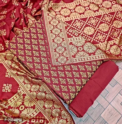 Elegant Banarasi Silk Jacquard Dress Material with Dupatta For Women-thumb0