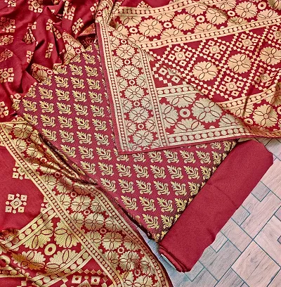 Stylish Banarasi Silk Jacquard Unstitched Suit