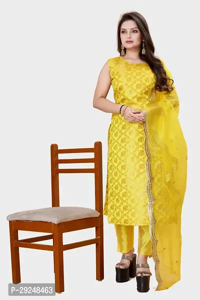 Elegant Banarasi Silk Jacquard Dress Material with Dupatta For Women-thumb0