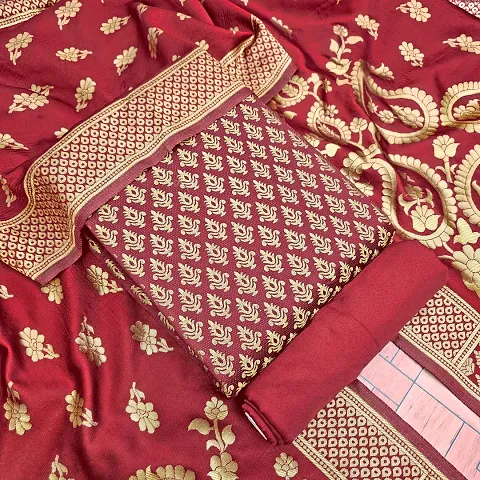 Elegant Banarasi Silk Jacquard Weave Dress Material with Dupatta For Women