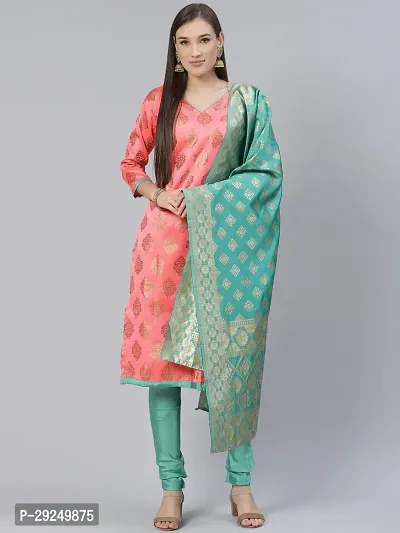 Elegant Banarasi Silk Jacquard Dress Material with Dupatta For Women-thumb0