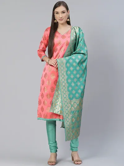 Trendy Womens Banarasi Silk Jacquard Weave Dress Material with Dupatta