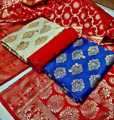 Ethnic Printed Banarasi Silk 2 Top 1 Bottom and 1 Dupatta