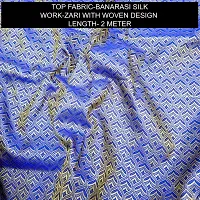 Elegant Blue Banarasi Silk Jacquard Weave Dress Material with Dupatta For Women-thumb1