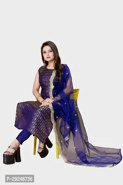 Elegant Banarasi Silk Jacquard Dress Material with Dupatta For Women-thumb0