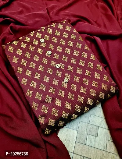 Elegant Maroon Banarasi Silk Jacquard Suit Dress Material without Dupatta For Women