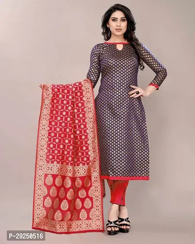 Elegant Banarasi Silk Jacquard Dress Material with Dupatta For Women-thumb0