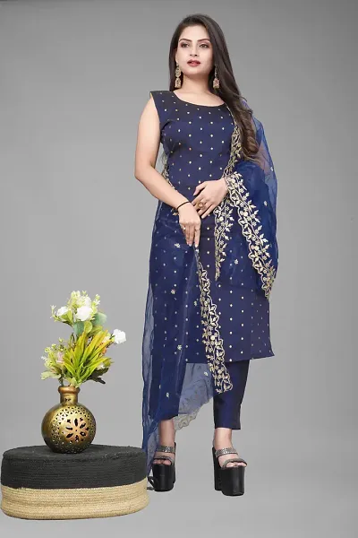 Stylish Banarasi Silk Jacquard Unstitched Suit