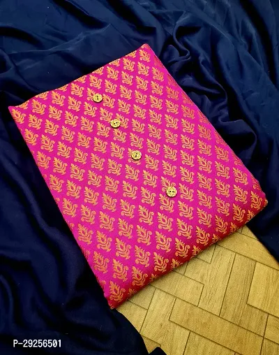 Elegant Pink Banarasi Silk Jacquard Suit Dress Material without Dupatta For Women