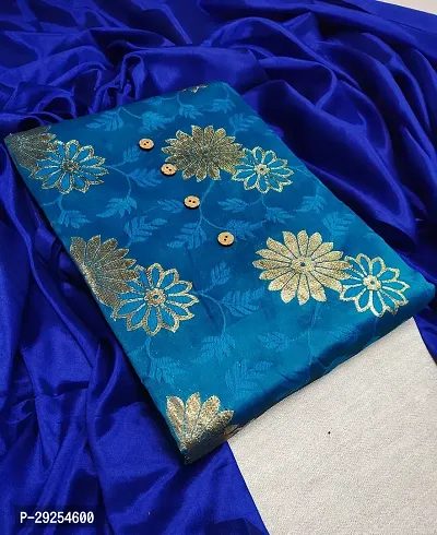 Elegant Aqua Blue Banarasi Silk Jacquard Suit Dress Material without Dupatta For Women