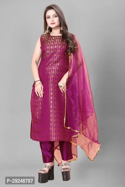 Elegant Banarasi Silk Jacquard Dress Material with Dupatta For Women