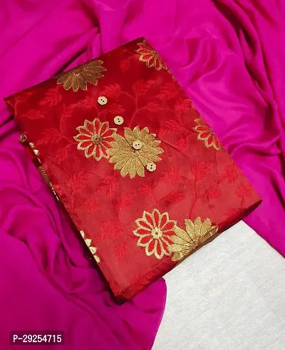 Elegant Maroon Banarasi Silk Jacquard Suit Dress Material without Dupatta For Women