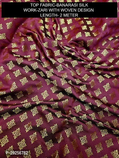 Elegant Maroon Banarasi Silk Jacquard Suit Dress Material without Dupatta For Women-thumb2