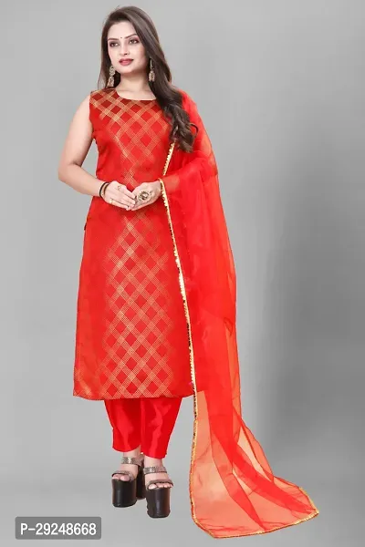 Elegant Banarasi Silk Jacquard Dress Material with Dupatta For Women-thumb0