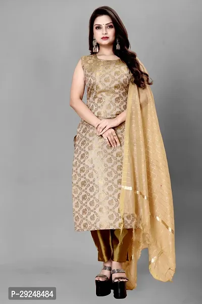 Elegant Banarasi Silk Jacquard Dress Material with Dupatta For Women