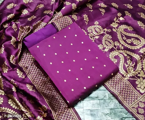 Elegant Banarasi Silk Jacquard Dress Material with Dupatta For Women