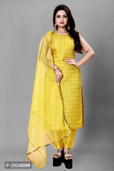 Elegant Banarasi Silk Jacquard Dress Material with Dupatta For Women