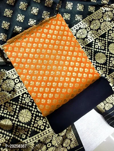 Elegant Banarasi Silk Jacquard Dress Material with Dupatta For Women