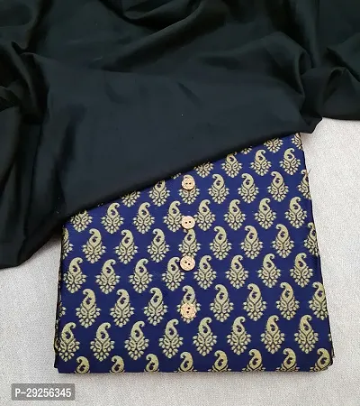 Elegant Navy Blue Banarasi Silk Jacquard Suit Dress Material without Dupatta For Women