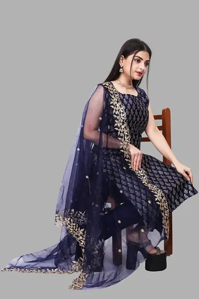 Stylish Fancy Jacquard Unstitched Dress Material Top With Bottom And Dupatta Set For Women