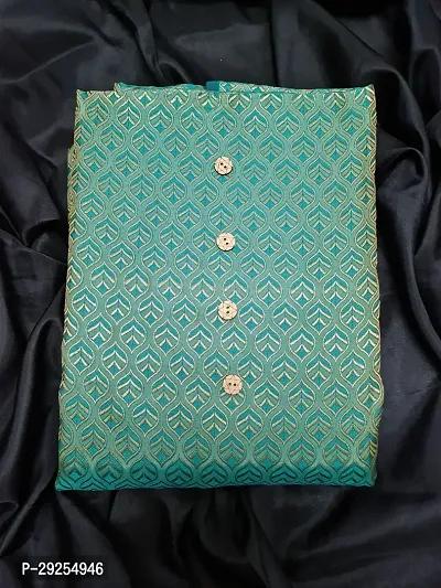 Elegant Green Banarasi Silk Jacquard Suit Dress Material without Dupatta For Women