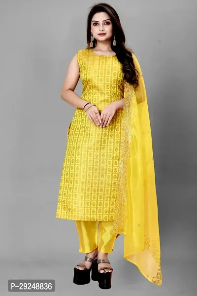 Elegant Banarasi Silk Jacquard Dress Material with Dupatta For Women