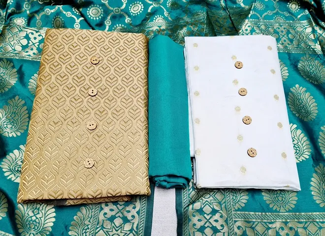 Festive Wear Banarasi Silk Unstitched Dress Material