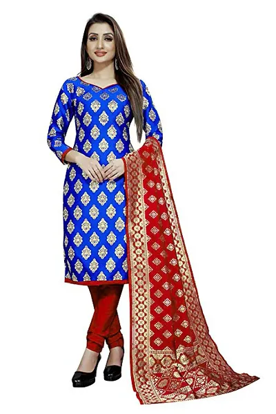 Elegant Banarasi Silk Jacquard Dress Material with Dupatta For Women