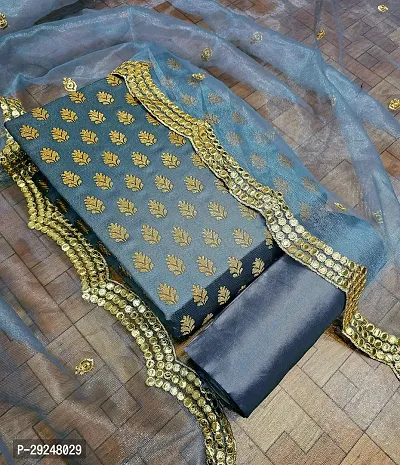 Elegant Banarasi Silk Jacquard Dress Material with Dupatta For Women