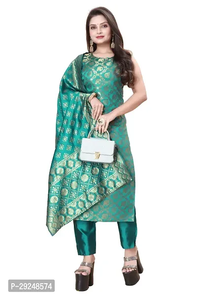 Elegant Banarasi Silk Jacquard Dress Material with Dupatta For Women-thumb0