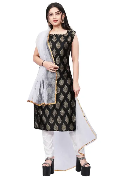 Elegant Banarasi Silk Jacquard Weave Dress Material with Dupatta For Women