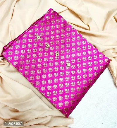 Elegant Pink Banarasi Silk Jacquard Suit Dress Material without Dupatta For Women