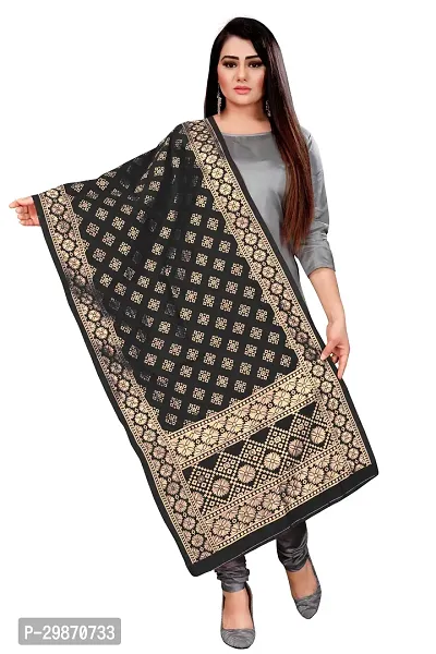 Elegant Black Banarasi Silk Jacquard Weave Dress Material with Dupatta For Women-thumb3