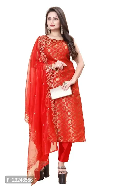 Elegant Banarasi Silk Jacquard Dress Material with Dupatta For Women