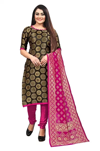 Trendy Womens Banarasi Silk jacquard Weave Dress Material with Dupatta
