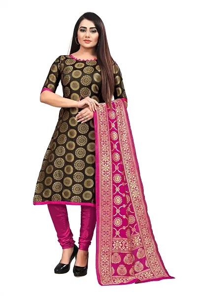 Elegant Banarasi Silk Jacquard Dress Material with Dupatta For Women