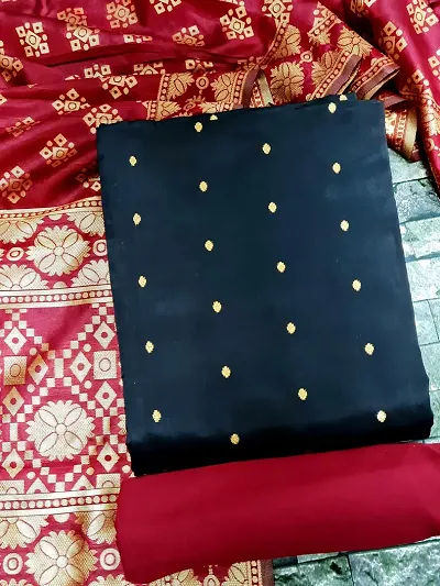 Fancy Banarasi Silk Unstitched Suit With Duppata